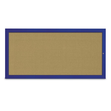 Slim Enclosed Corkboard, 24x36, Satin Alum Frame/Buff